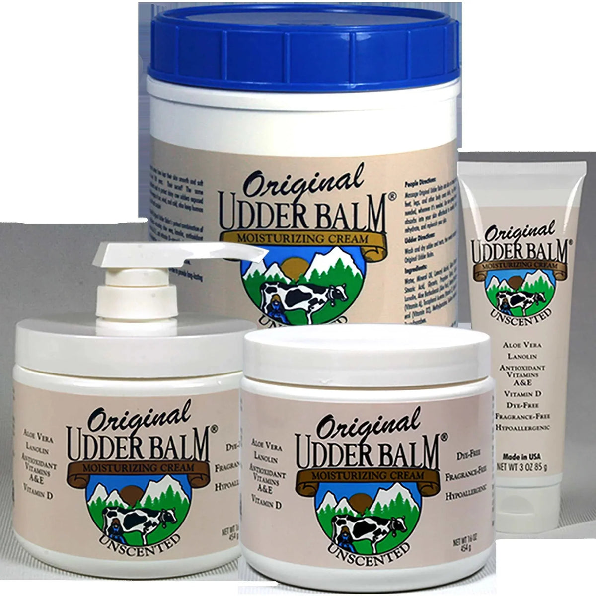 with Refill Udder & Balm Cream Aloe Original Moisturizing 64oz Tub. Unscented Lanolin