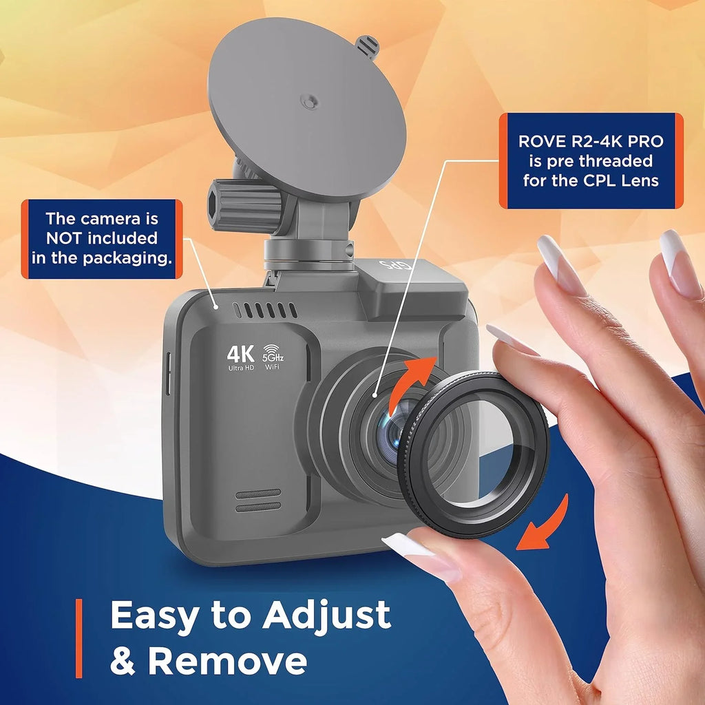 CPL for Ultimate Cam PRO ROVE Anti-Glare ROVE and Filter, Dash Circular Polariser R2-4K R2-4K Models Lens