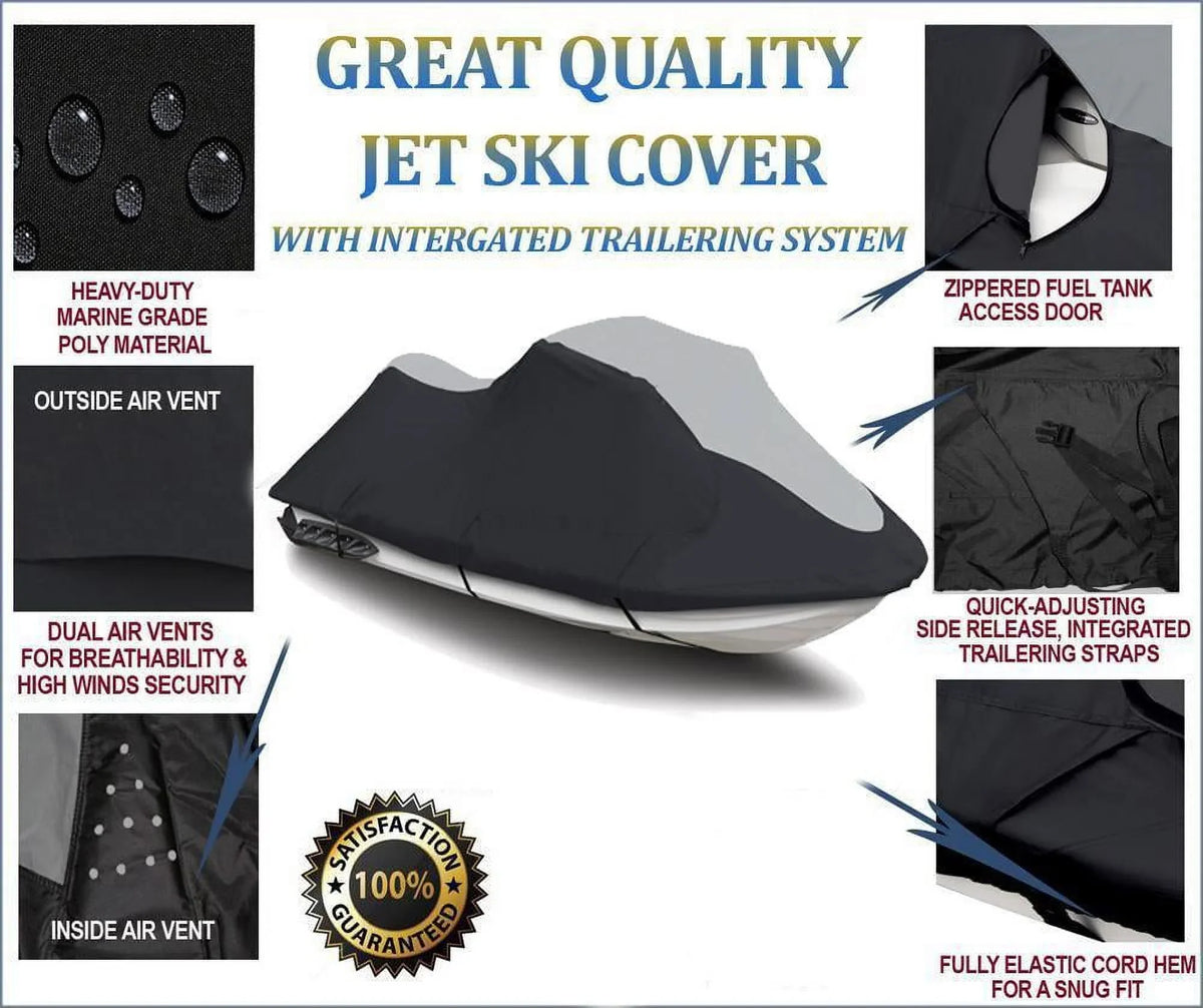 2007-2014 JETSKI VX SUPER THE for Compatible cover CRUISER Jet ski LINE YAMAHA Black/Grey HEAVY-DUTY PWC TOP OF WR Cover