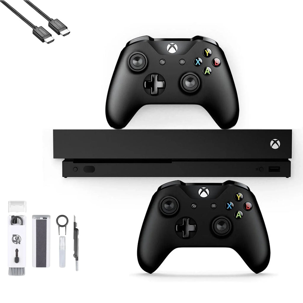 HD Pre-Owned 4K One Black Microsoft Controller, Bundle 1TB AXTION Xbox Kit 2 New) with BOLT HDMI Cleaning X Like with (Refurbished: Ultra