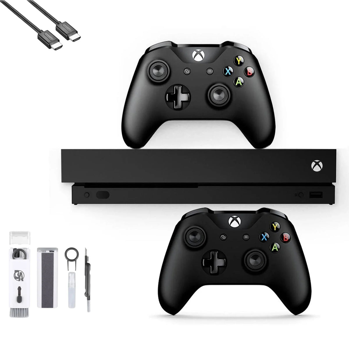 HD Pre-Owned 4K One Black Microsoft Controller, Bundle 1TB AXTION Xbox Kit 2 New) with BOLT HDMI Cleaning X Like with (Refurbished: Ultra