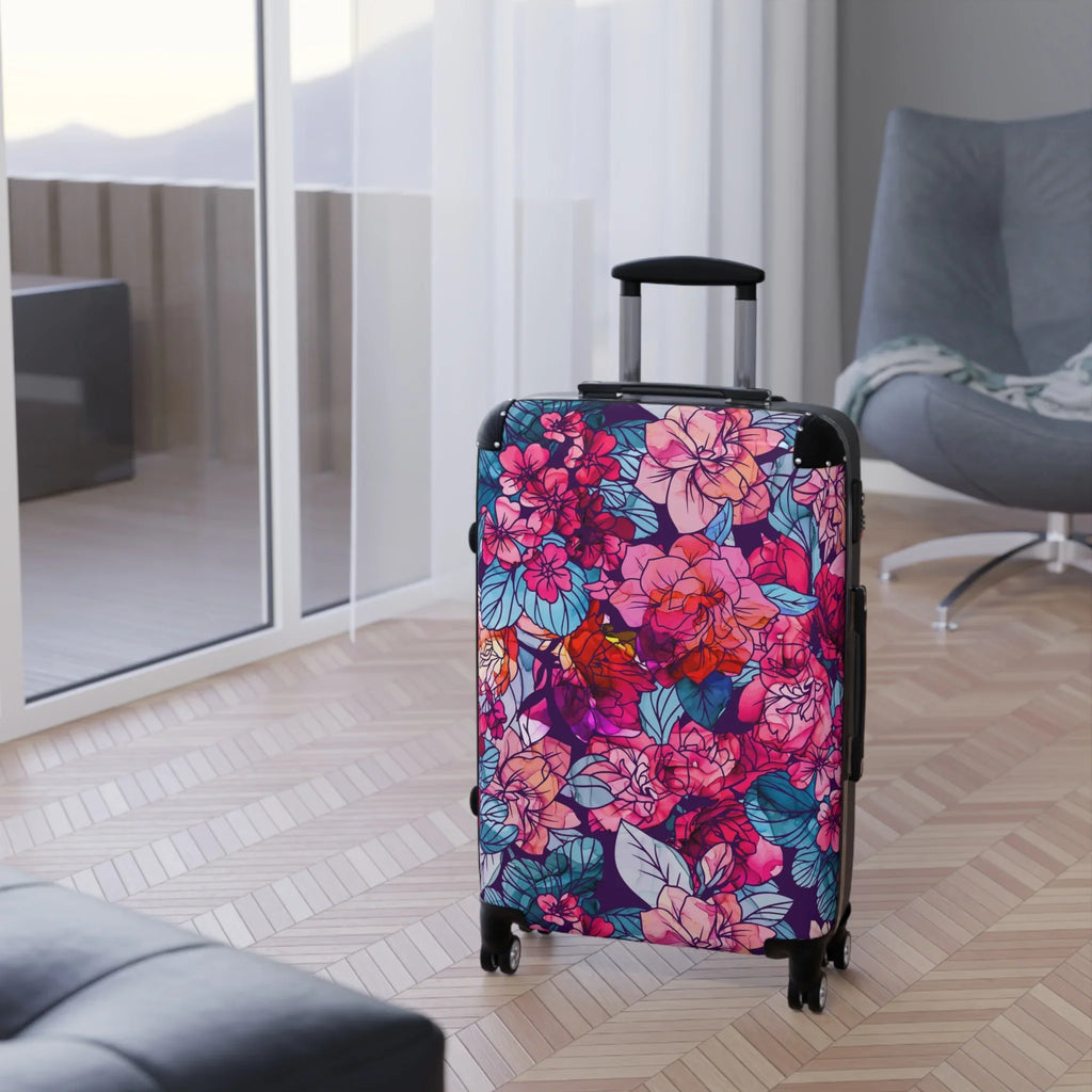 White Suitcase Navy, Pink, Bloomwave | Hardshell Red, | Floral |