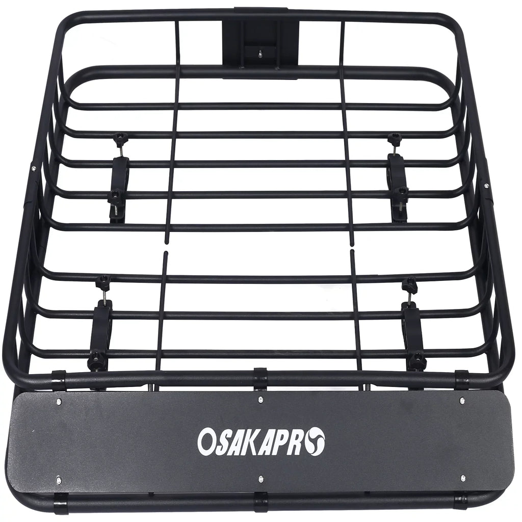 Universal Fit 43" Cargo Top Weatherproof Steel Carrier Rooftop Roof Heavy-Duty Mount - Black Basket Steel Rack