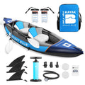 Inflatable White Paddles,Hand Persons Kayak with Water sit-on 1-2 BLUE BRIGHT Touring Paddling Pump,Backpack,Fins