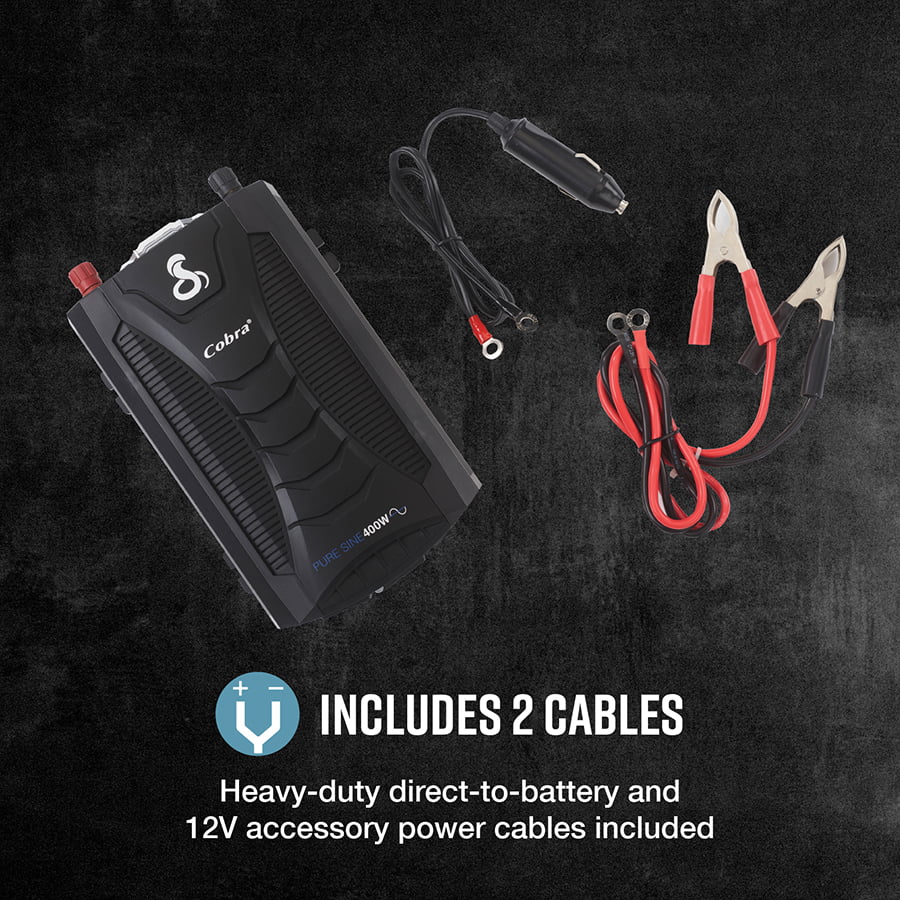 PURE SINE Inverter Charge USB Fast 400W 400-Watt with PURE SINE - Cobra Power