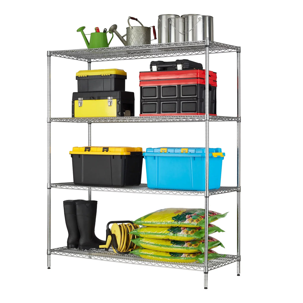 Tough 4000lb Unit 4-Tier Storage 24"D, x 72"H 60"W Chrome Steel Capacity, Hyper Shelf Total x
