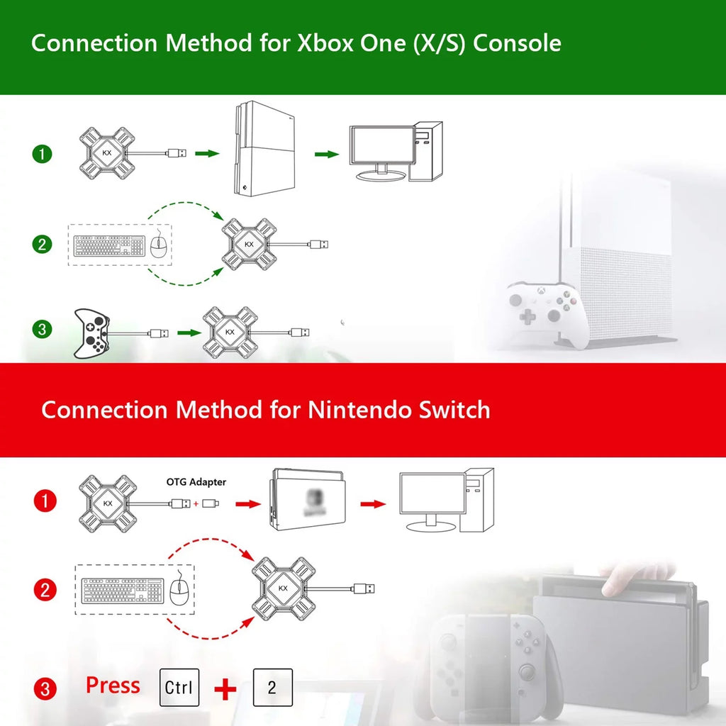Adapter Replacement Keyboard Converter Adapter Mouse Portable Mouse Abody for Switch/X-box/PS5/P-S-4/PS3 KX Adapter Keyboard Gamepad Controller