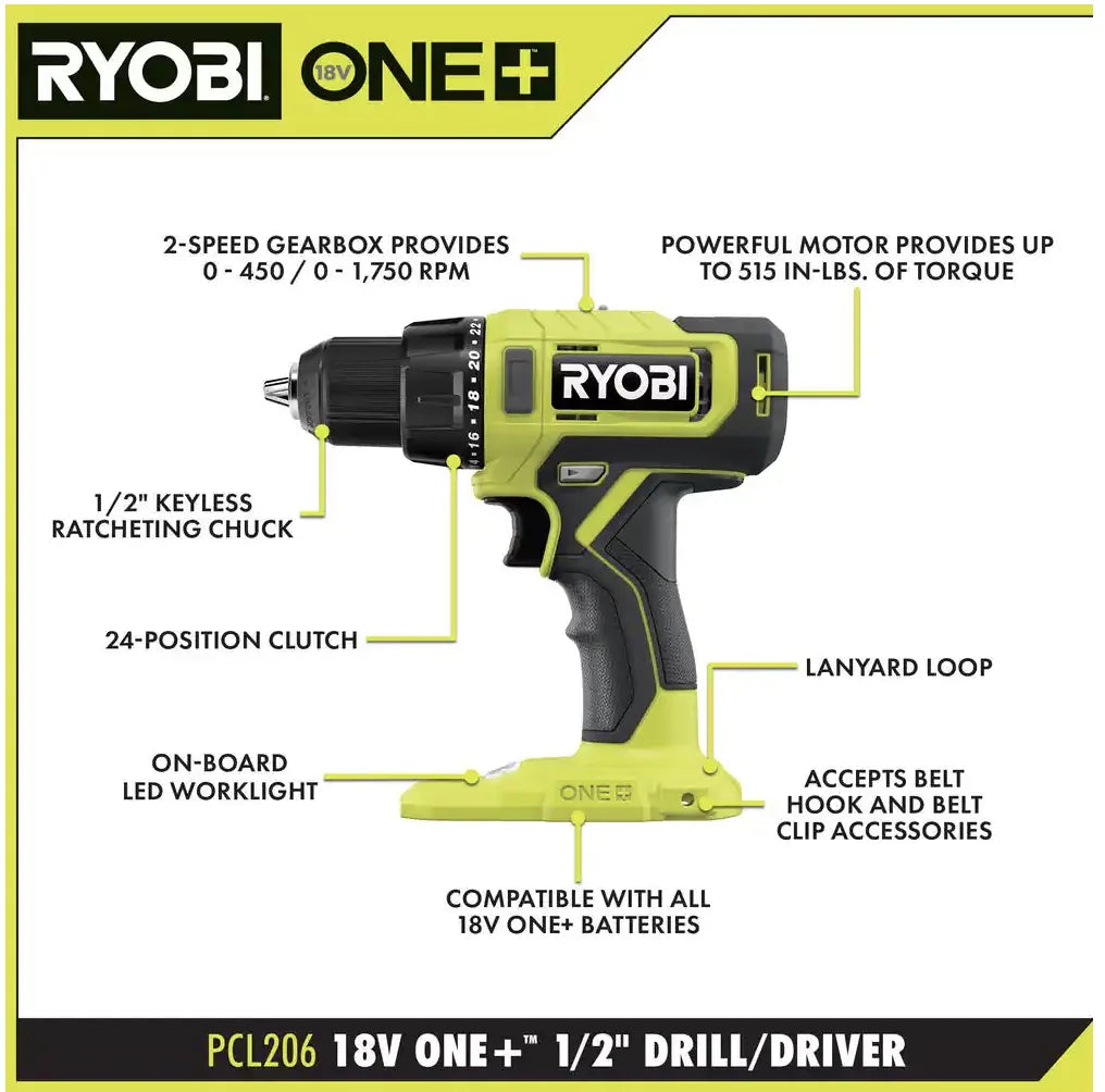 6-Tool Combo Battery, with Battery, Ah Cordless Ah Charger and 4.0 ONE+ 1.5 Kit RYOBI 18V