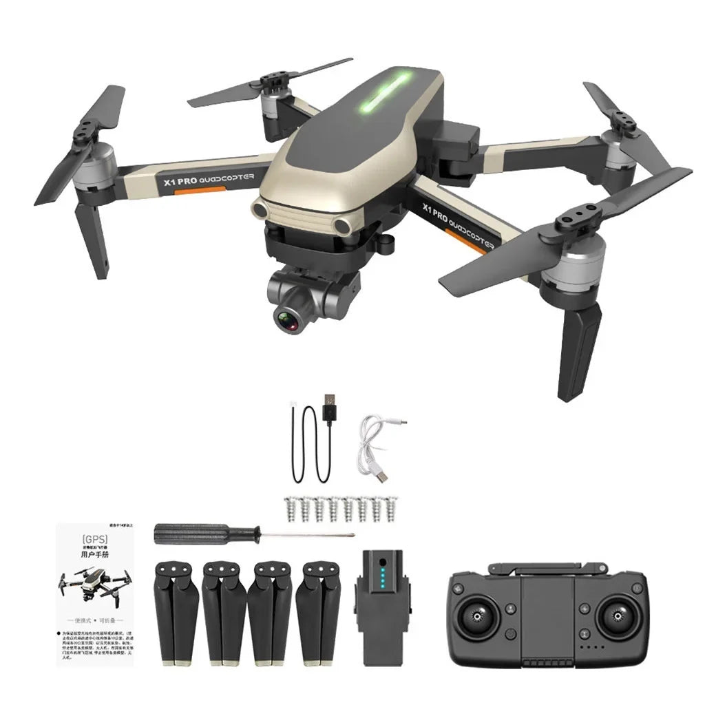 Selfie HD GPS Two-Axis folding Camera Drone PRO X1 WIFI Gimbal drone Mechanical FPV 4k