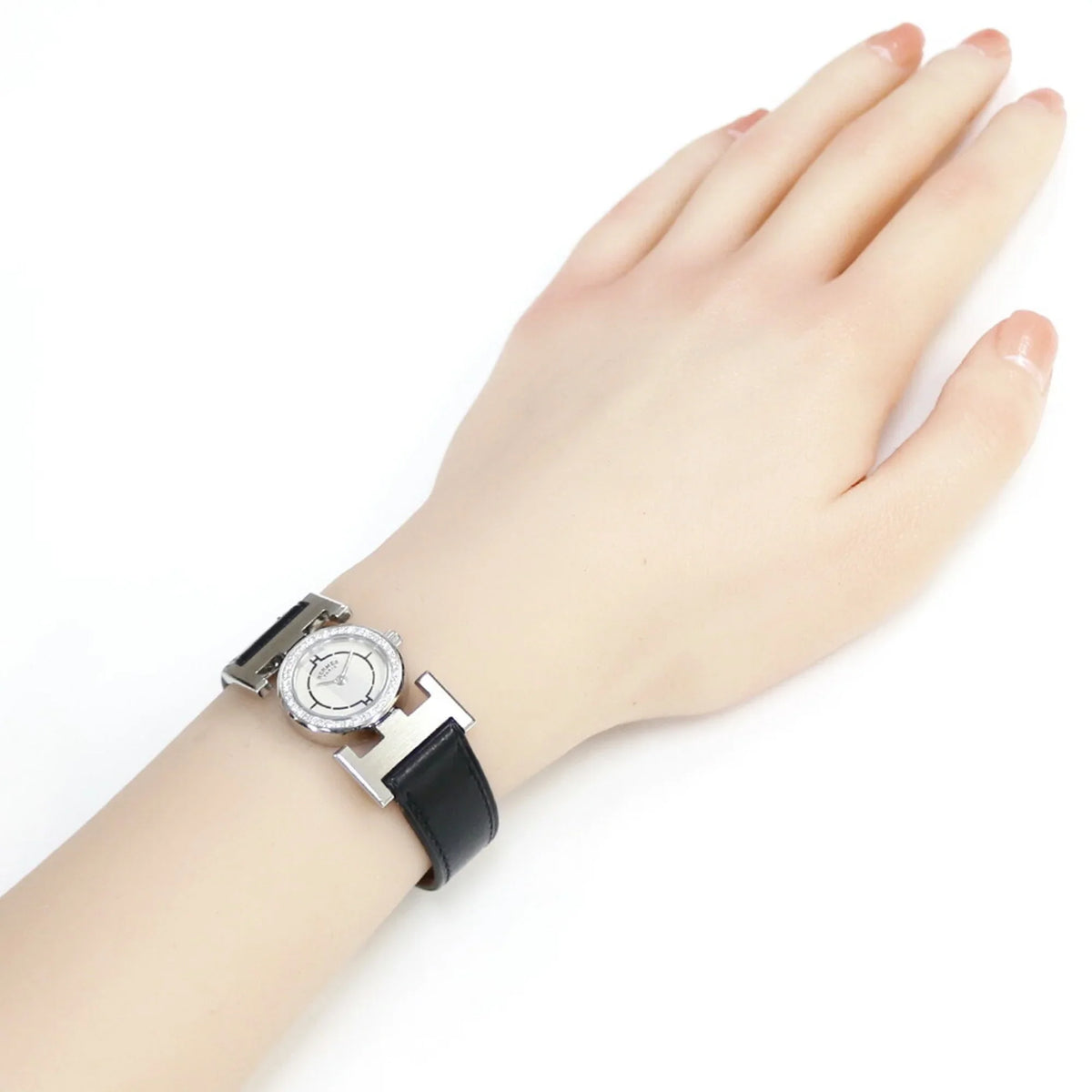 Watch Quartz Pre-Owned Stainless HERMES Steel (Good) PA1.230 Diamond Hermes Paprika Ladies Bezel