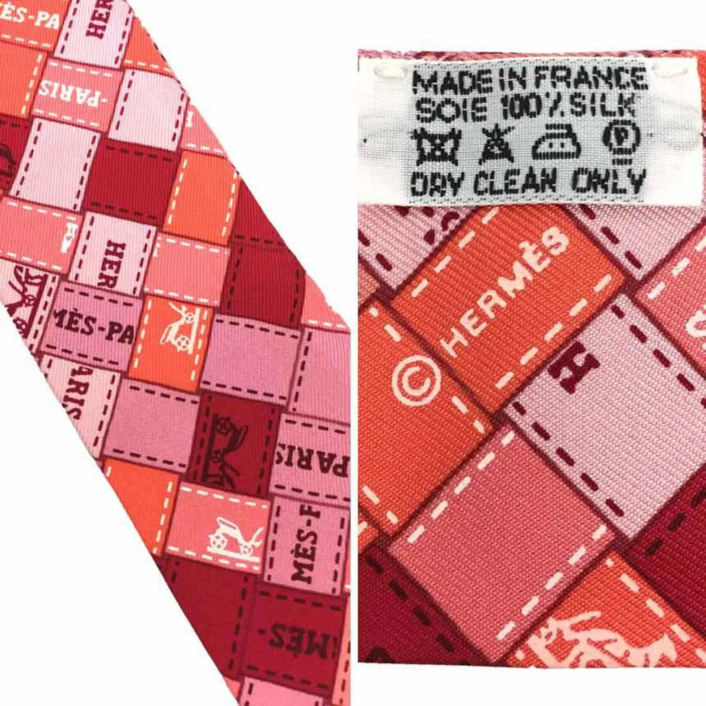 Pre-Owned 100% aq7360 Hermes Twilly Silk au Bolduc Check New) Pink 2019 (Like HERMES Carre Scarf Muffler