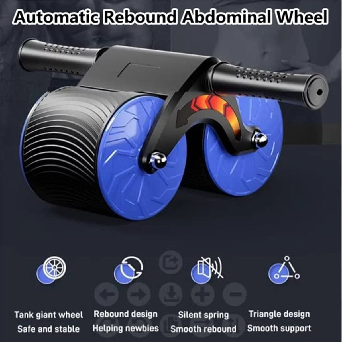 with Exercise, Ergonomic Wheel Mat Knee with Handle Core Assistance and for AB Equipment with Workout Springs Resistance Abdominal Roller Rebound Automatic