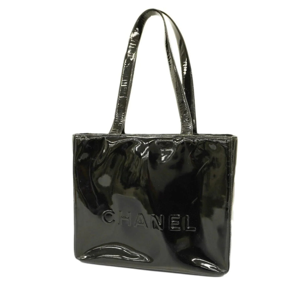 Black Women's Champagne Leather Chanel Tote Bag (Good) Patent Pre-Owned