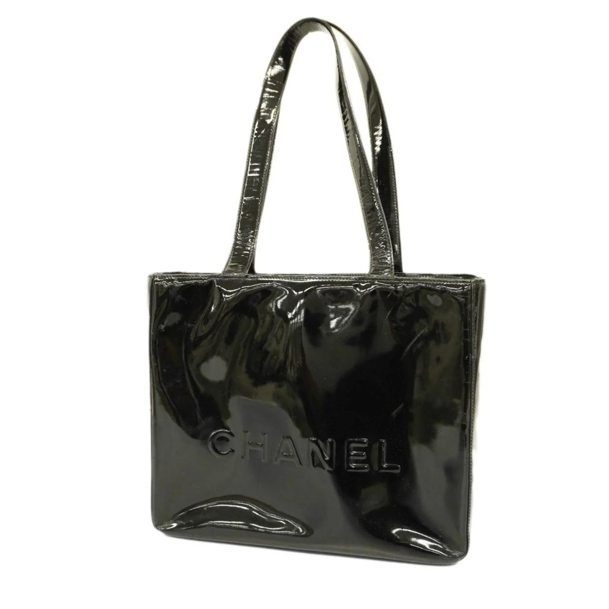 Black Women's Champagne Leather Chanel Tote Bag (Good) Patent Pre-Owned