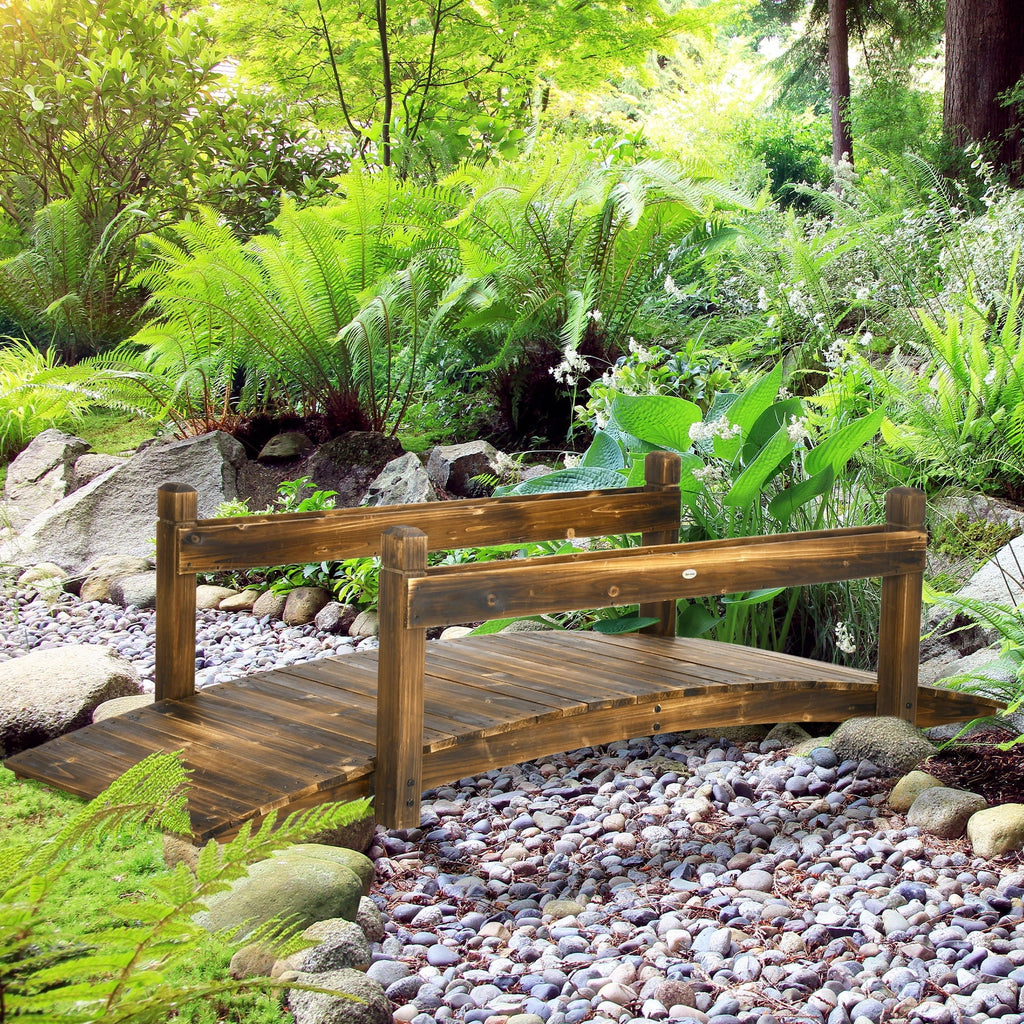 with Garden Wooden Footbridge Arc Finish Outsunny Planters, Bridge Stained