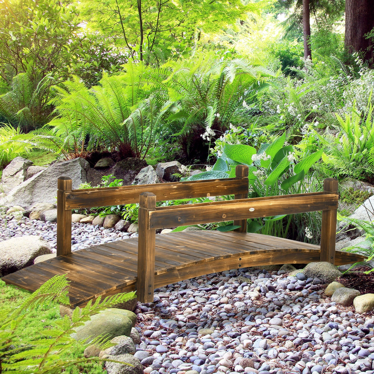 with Garden Wooden Footbridge Arc Finish Outsunny Planters, Bridge Stained