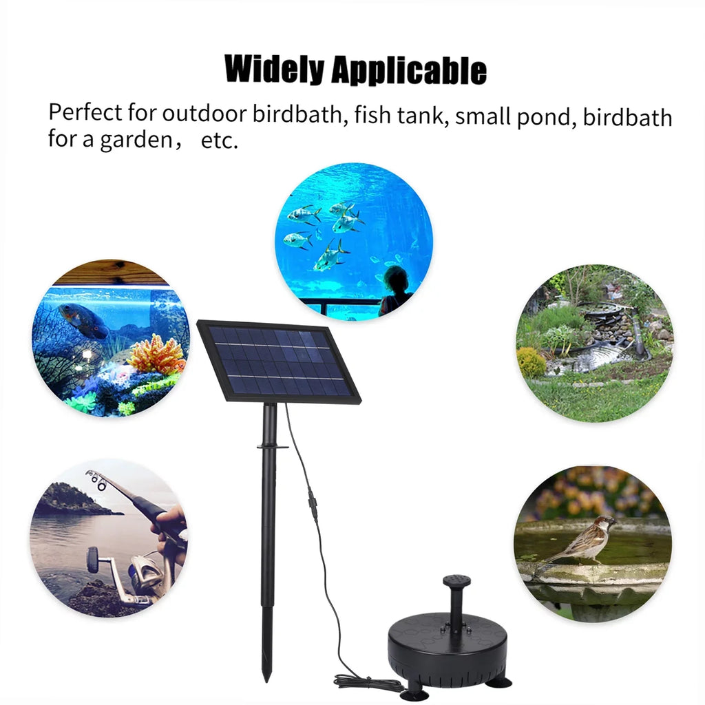 Pump Powered Pond 10V8W Panel Arealer DIY Pump Fountain with Kit Adjustable FishSmall Birdbath Fountain Fountain Solar Pump Pool Patio Lawn Solar Garden Panel for