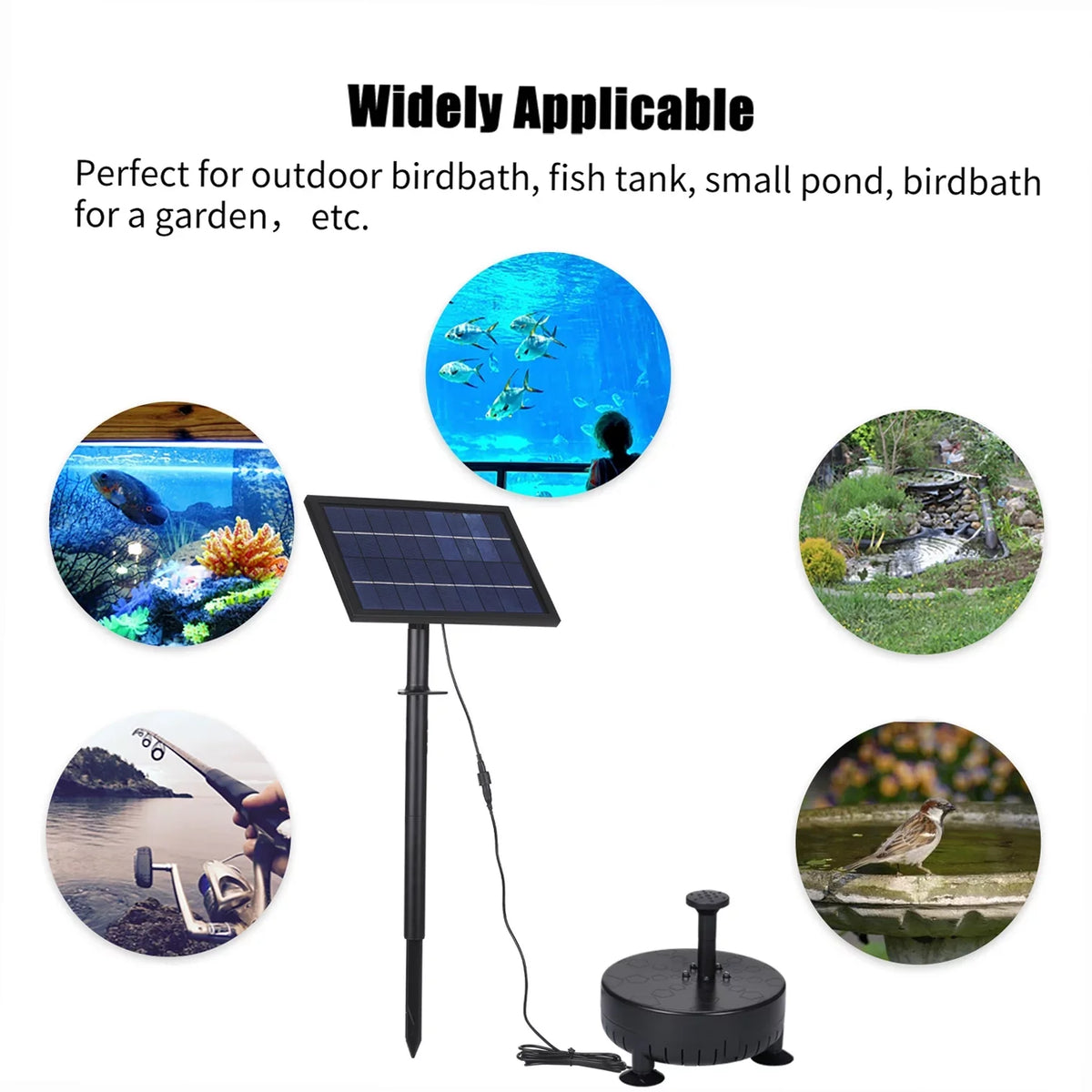 Pump Powered Pond 10V8W Panel Arealer DIY Pump Fountain with Kit Adjustable FishSmall Birdbath Fountain Fountain Solar Pump Pool Patio Lawn Solar Garden Panel for