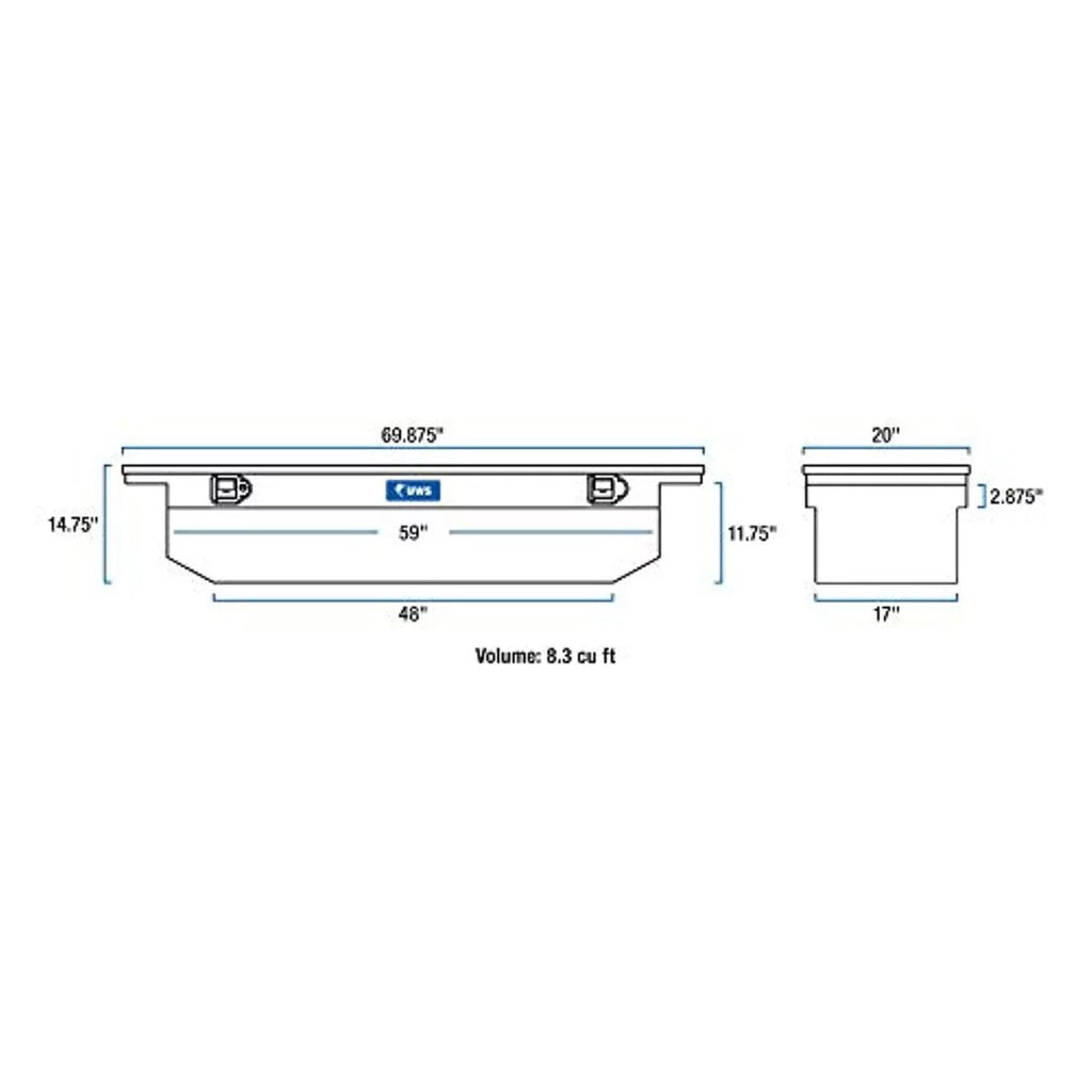 69IN ANGLED UWS/United LID Welding SINGLE UWSTBS-69-A-LP PROFILE TBS-69-A-LP ALUMINUM CROSSOVER TOOLBOX LOW Services