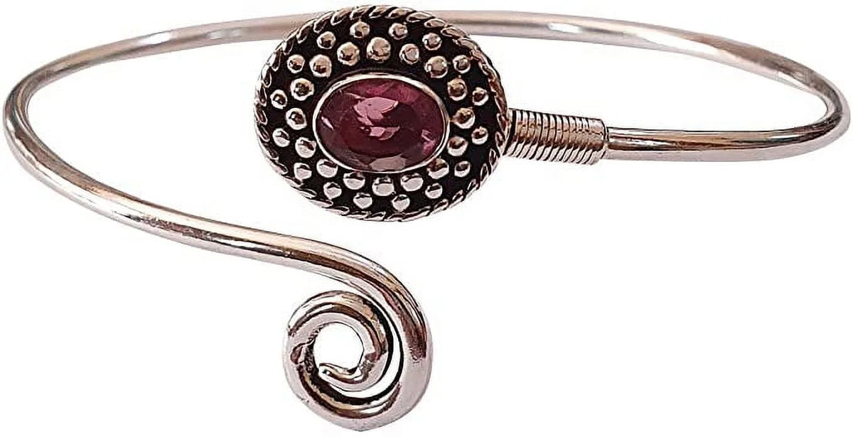 Silver Fashion Boho Tourmaline Jewelry Designer Modern Party Natural Design Bohemian Bracelet, Cuff Bracelet Plated Women, Gemstone Tribal Pink for Handmade