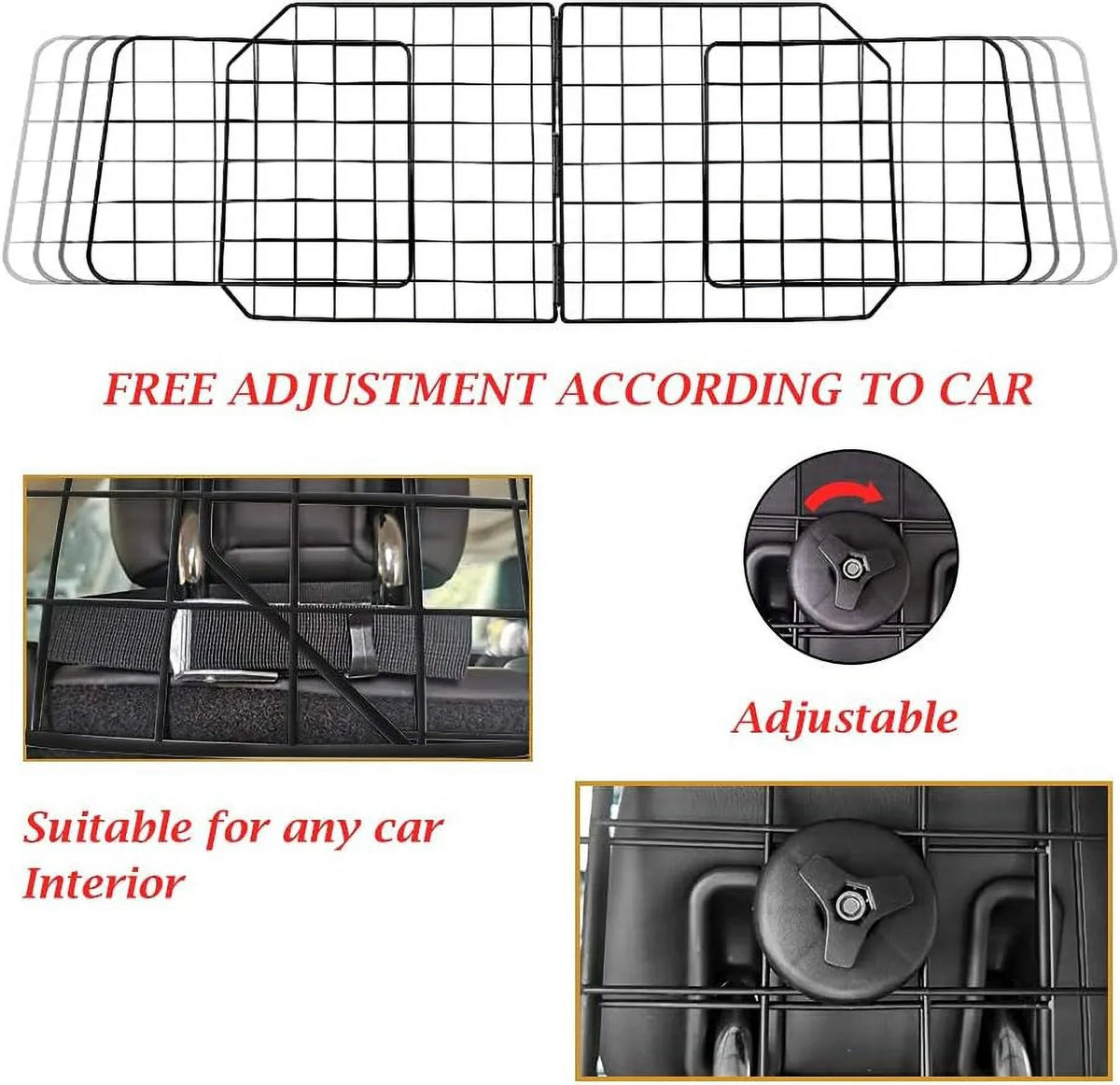 Cars Dog with Duty Mesh for Car Pet Black—Safety in Vehicles, SUV, Barrier Cars Wire Seat Front Dividers Barriers—Heavy Adjustable Fence Travel