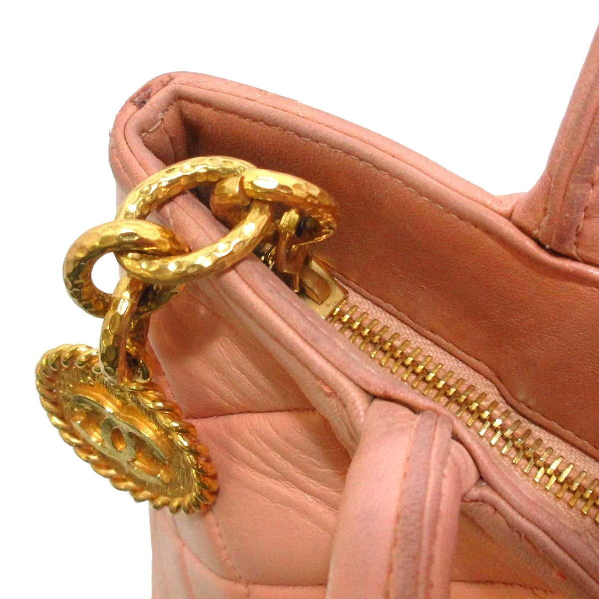 Authenticated (Good) Lambskin Orange Pre-Owned Tote Bag Women Leather Chanel Medallion Tote