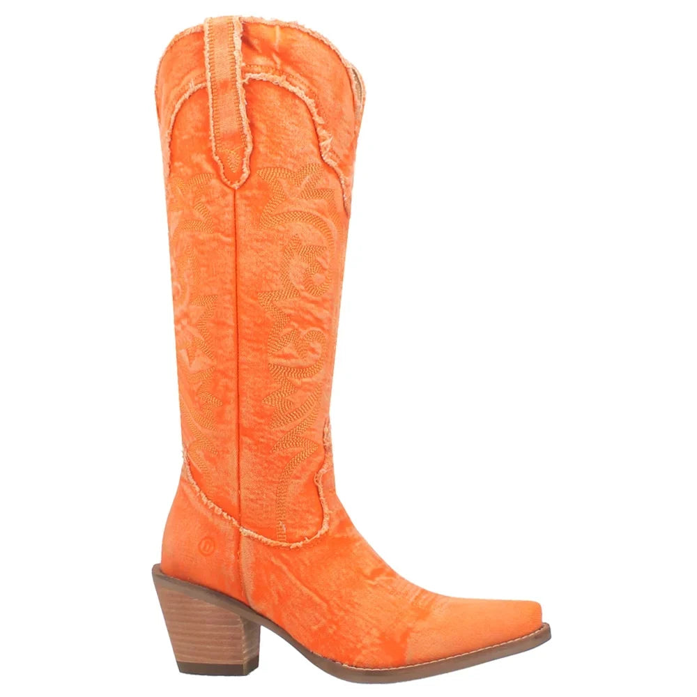 Boots Womens Casual Mid Dingo Texas High Snip Tornado Knee Heel Toe 2-3" Denim
