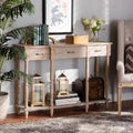 Provincial Finished Traditional Table Console Hallan Baxton Oak Whitewashed Rustic French Studio Classic and Brown Wood 3-Drawer