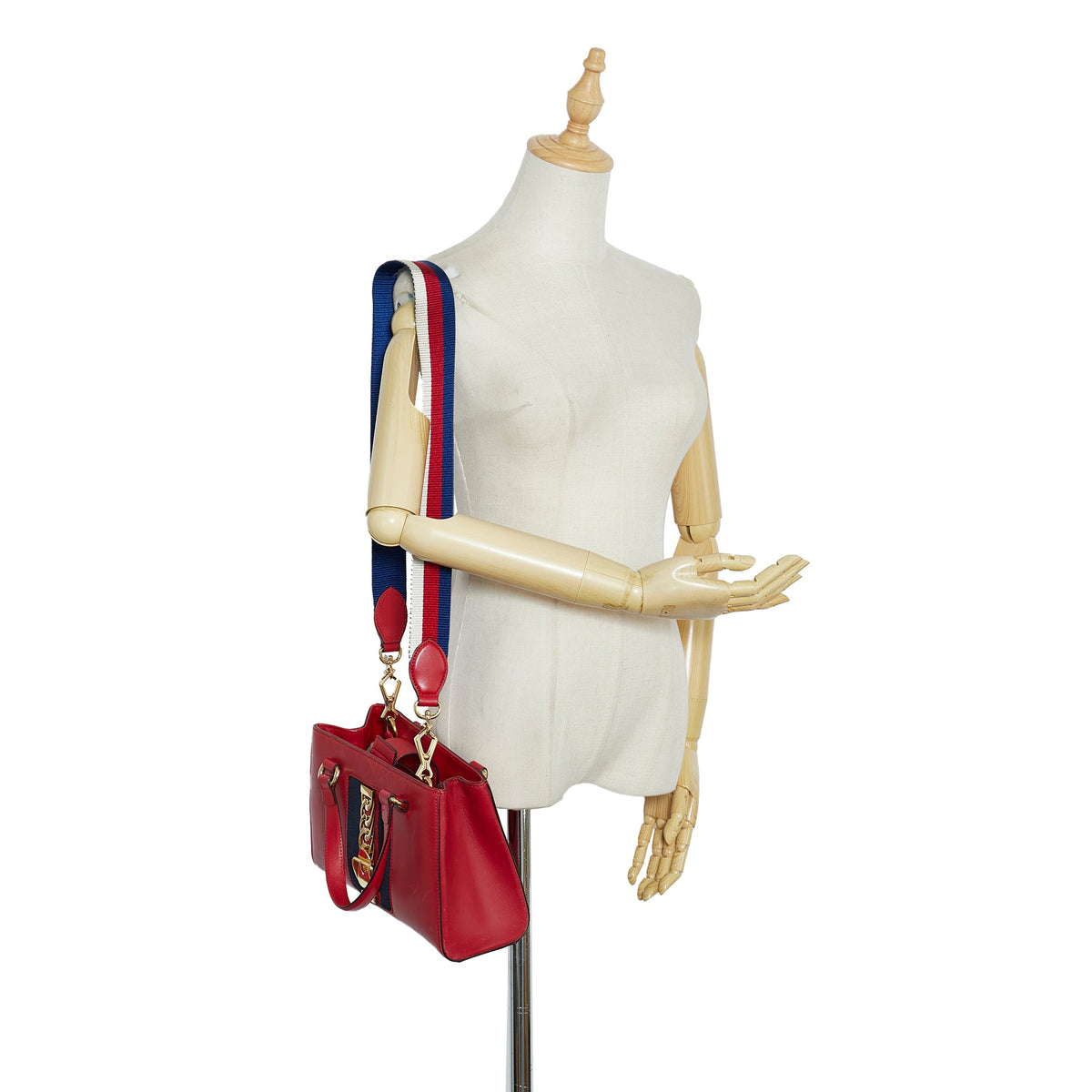 Leather (Good) Red Pre-Owned Sylvie Gucci Unisex Satchel Calf Authenticated