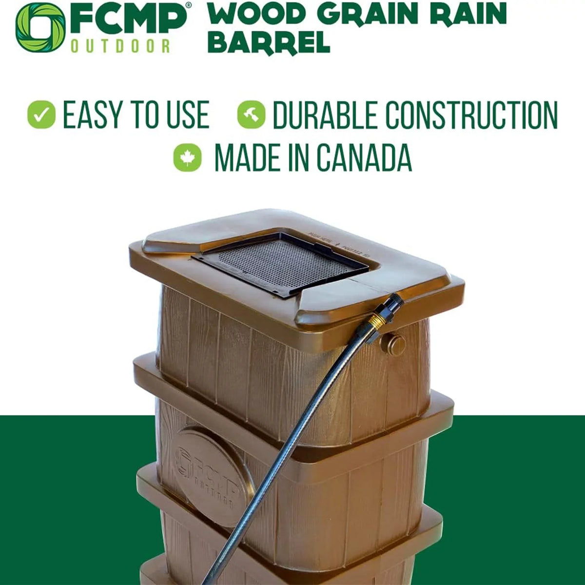 Rain Wood Home FCMP Grain Outdoor Barrel Outdoor Catcher WG4000-GRY Water