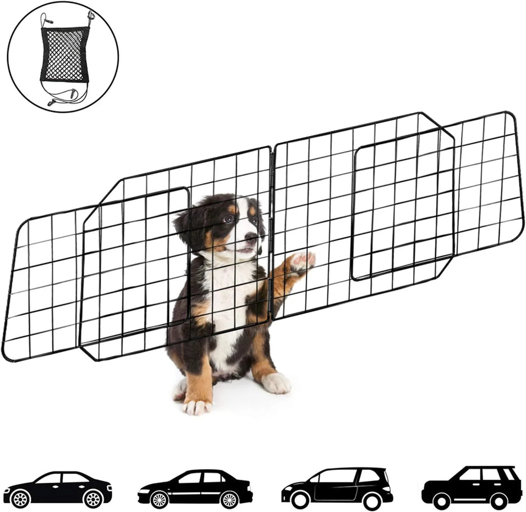 Cars Dog with Duty Mesh for Car Pet Black—Safety in Vehicles, SUV, Barrier Cars Wire Seat Front Dividers Barriers—Heavy Adjustable Fence Travel