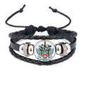 Wristband Kitts Bracelet Nevis Braided Rope Leather and Woven National Emblem
