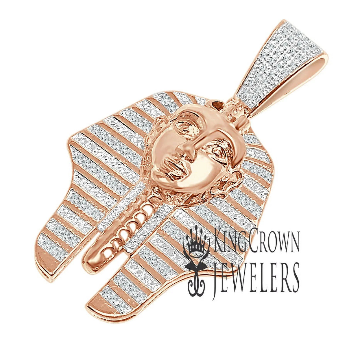 Rose Pendent 2'' Egyptian Diamonds Pharaoh Tut Real Charm 10K Gold King Finish