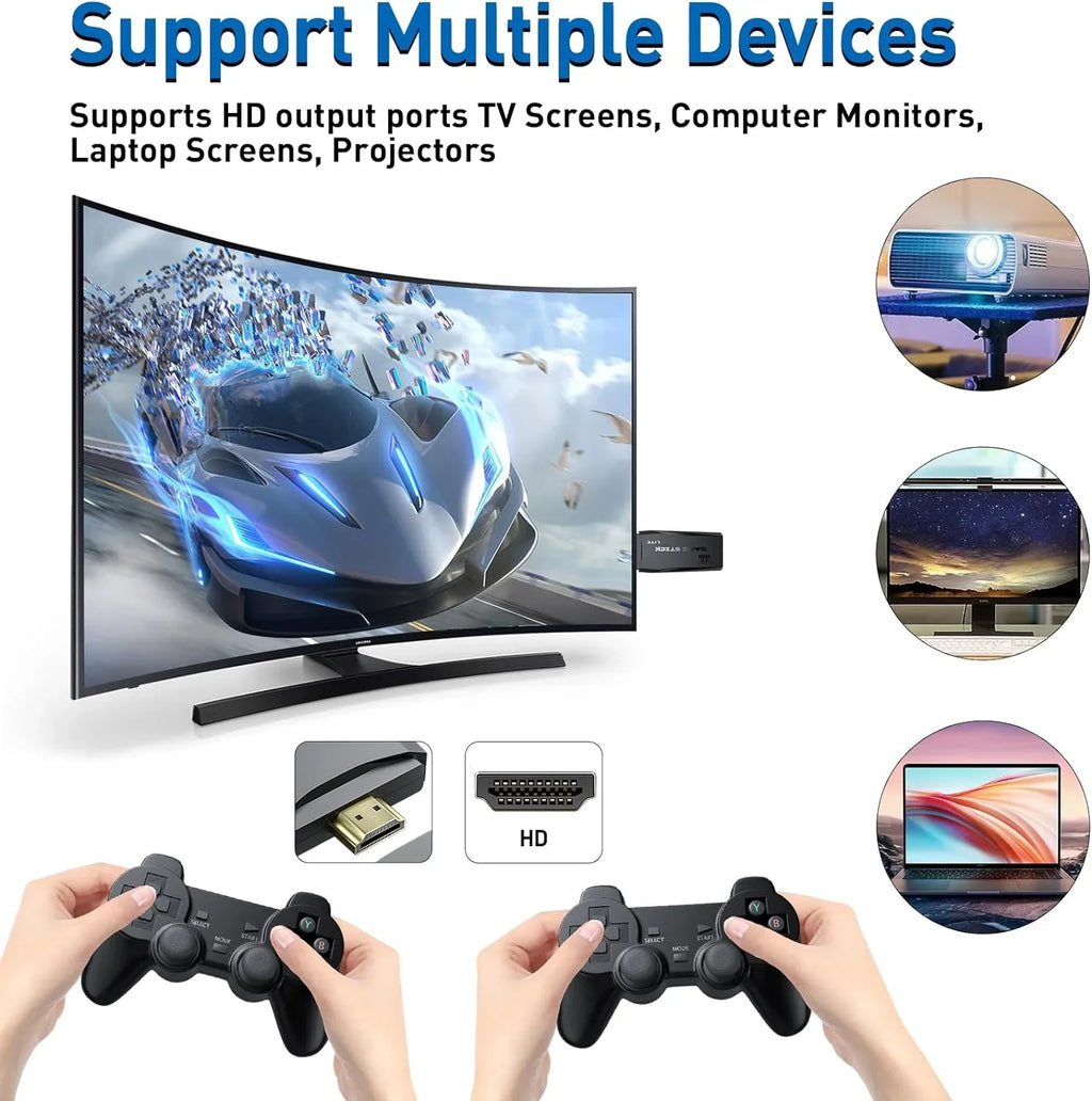 '- Stick Stick Support TV,Emulator Port,2 and Play Games,9 4K Classic Nostalgia Retro Wireless HD Emulators,Plug Video for Preloaded 12000+ Game S2 Gamepads(64G) Games Retro Console S2