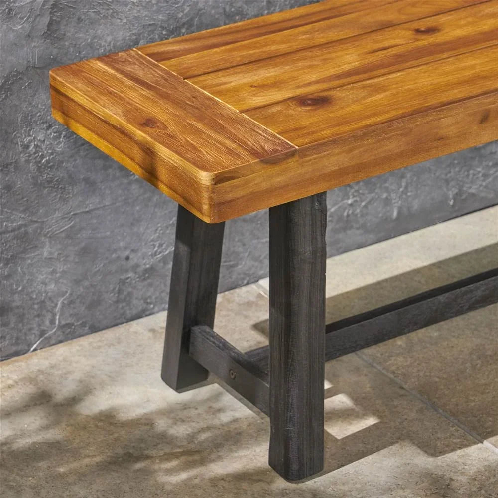 in Outdoor Raphael and Teak Bench Sandblast Black
