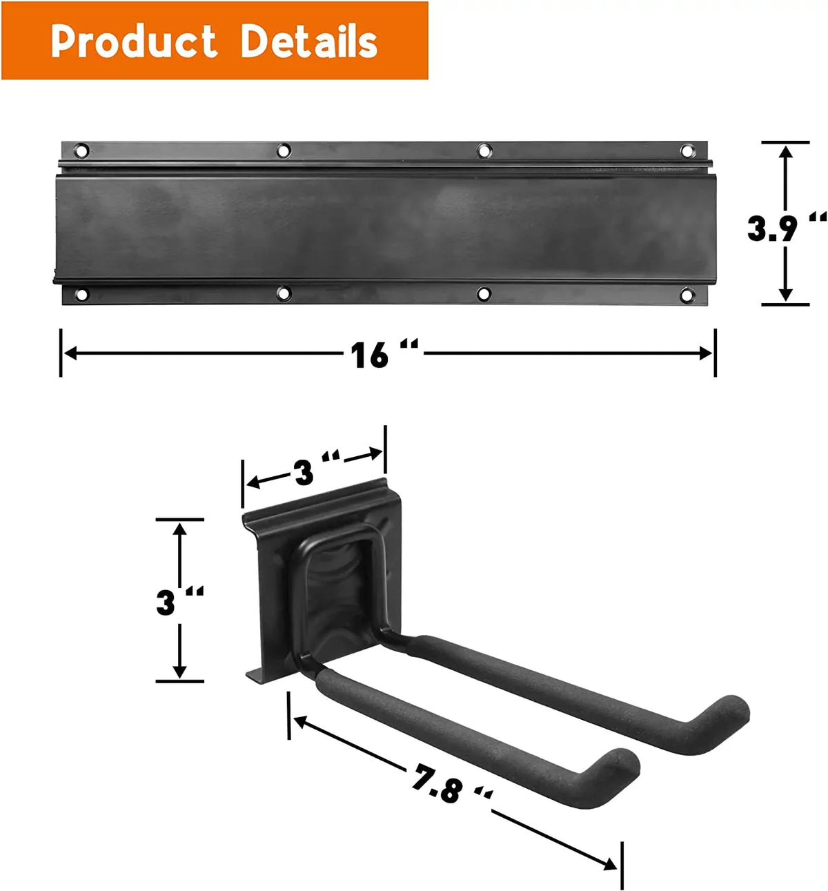6 Mount Hooks, Metal Wall Garage Tool Heavy for Yard Holder Garden Duty Organizer Garage Racks Tools