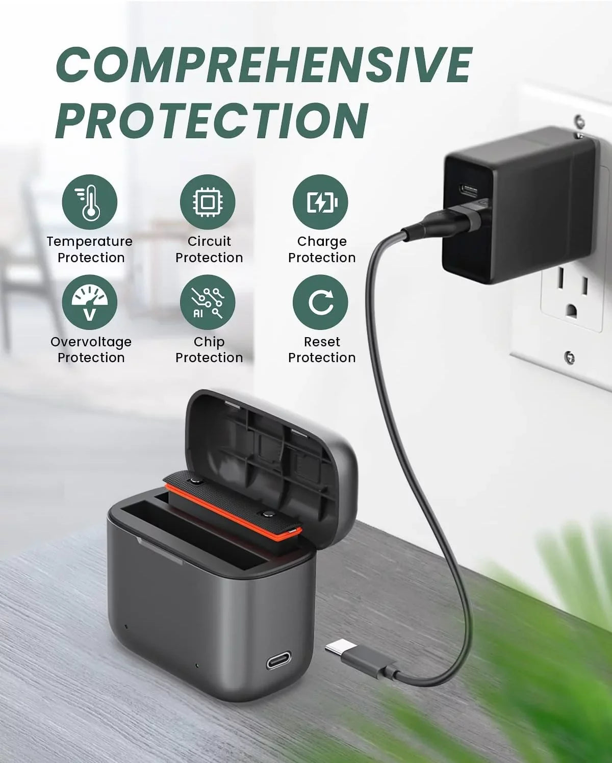 1800mAh Charging Misro High One Card & Channel Station Slots Battery x3 Station Capacity, for with SD Battery Insta360 Charger 2 Camera
