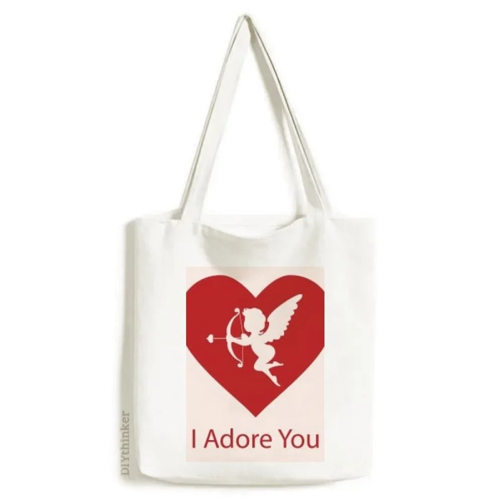Casual Tote Red Valentine's Day Canvas Bag Handbag I Adore You Satchel Shopping