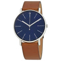 Dial Blue Leather SKW6355 Men's Signature Watch Brown Skagen