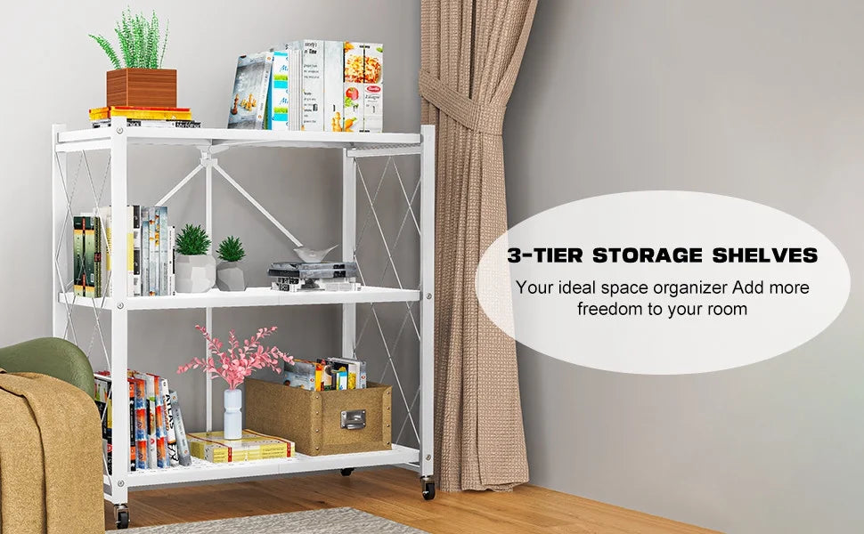 Shelving Heavy Modern Tier Style 3/4 QRInnovations Rack Storage Duty Metal White