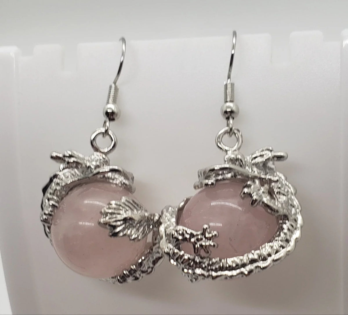 Quartz Earrings Natural Dragon Rose