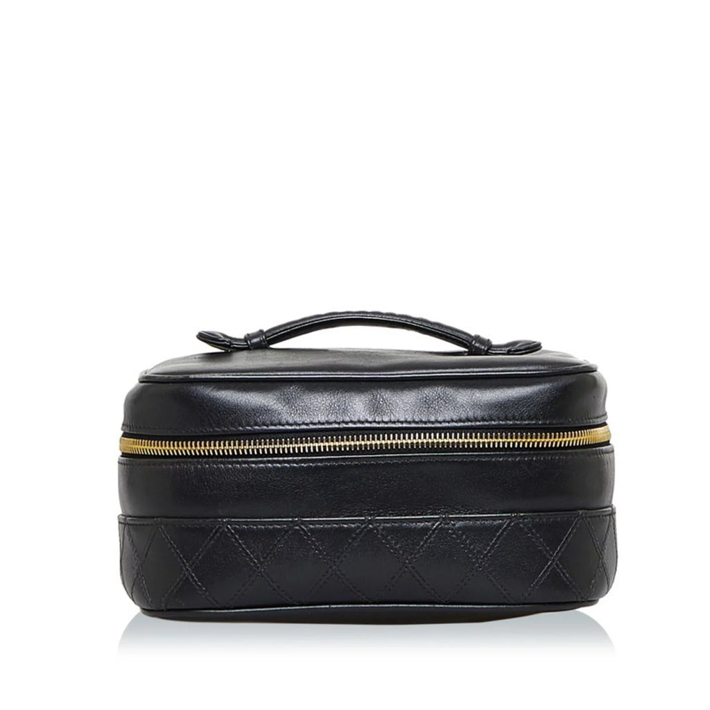 Bag Pre-Owned Ladies CHANEL (Fair) Lambskin Bicolore Cocomark Vanity Black Handbag Chanel