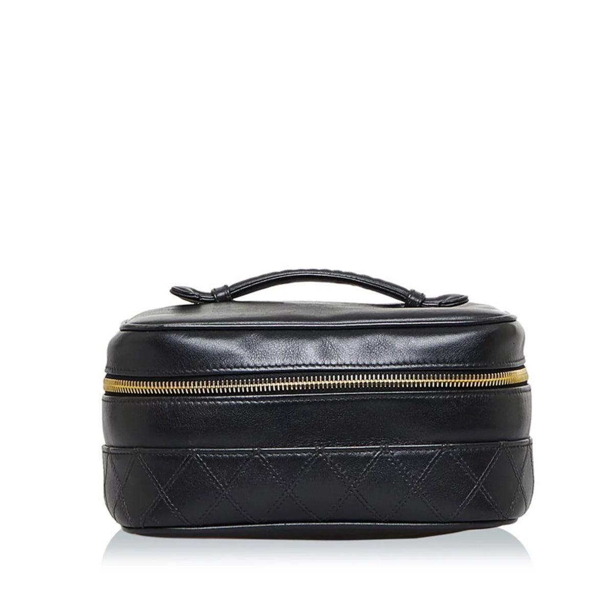 Bag Pre-Owned Ladies CHANEL (Fair) Lambskin Bicolore Cocomark Vanity Black Handbag Chanel