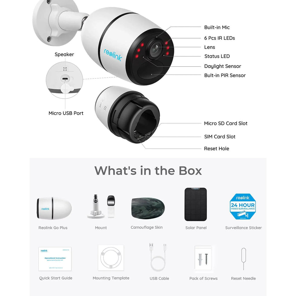Plus Talk, Cellular Go Panel Night 2-Way with Vision, 5MP Reolink Security Battery-Powered 4G System, White Camera Outdoor Solar Needed, Person/Vehicle Detection, WiFi Smart Wireless 2K+ LTE No
