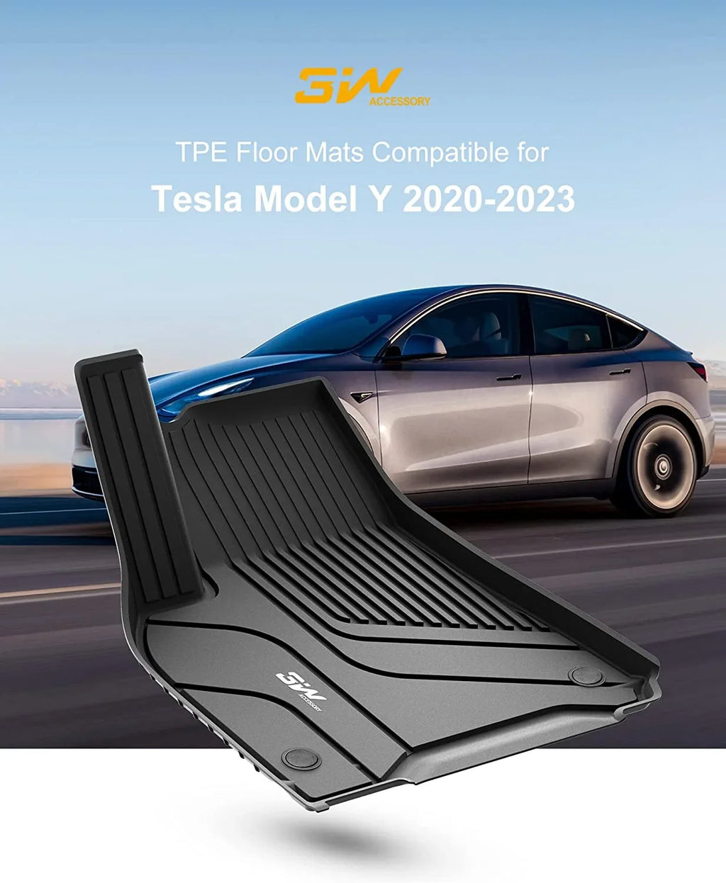 Tesla & Custom Black Floor Mats 1st&2nd Liner Liner 2020-2023 Trunk Mats and for Tesla Y Floor Model Row All TPE for Weather Y Cargo Car 3W Fit