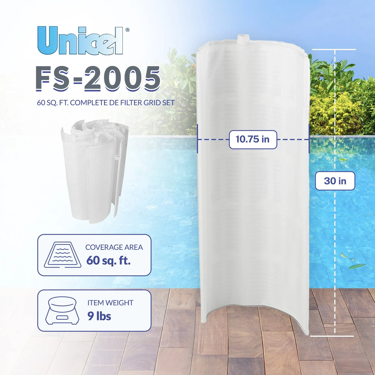 Partial) complete (7 Sq. Filter FS-2005 Ft. 60 Set Grid DE Unicel 1 Full DE