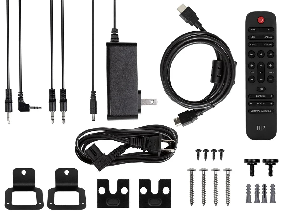 with Soundbar Inputs, Speakers, Atmos SB-600 Remote Wireless Subwoofer Monoprice Coax, Wireless eArc, 5.1.2 Toslink, & Bluetooth, Dolby HDMI Satellite