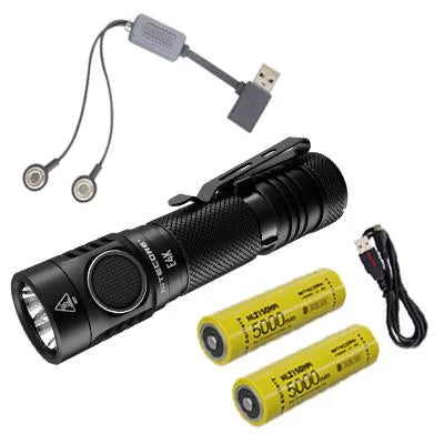 Combo: Magnetic Eco-Sensa generation USB and Charger +A1 Flashlight and NL2150HPR Cord Batteries w/NL2150HPi NITECORE 4400Lm - E4K Next