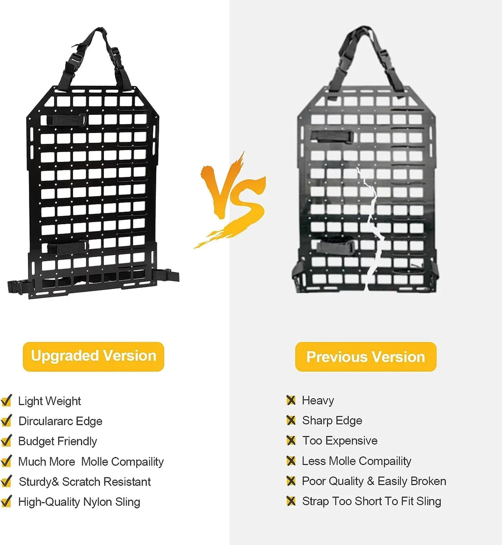 Universal Seat 2x Storage Seat 21.3"*14.2" Panel Vehicles for Tactical Molle Back Organizer Truck Car Back Organizer Rigid