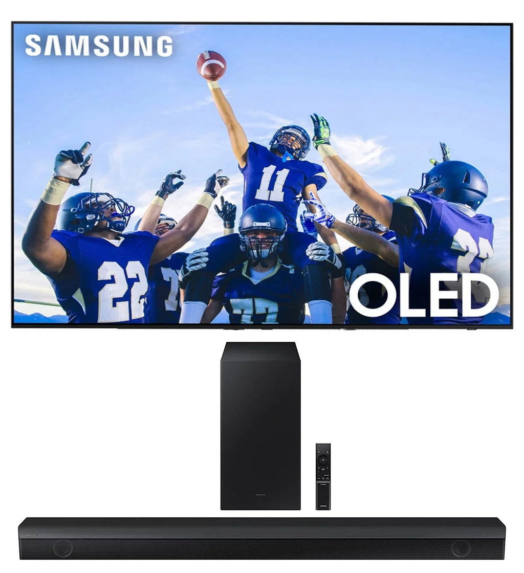 Smart AI 2.1ch Dolby (2023) with QN55S90CAFXZA Samsung Upscaling 55" with Soundbar Audio and 4K Subwoofer Samsung TV OLED HW-B550 a with